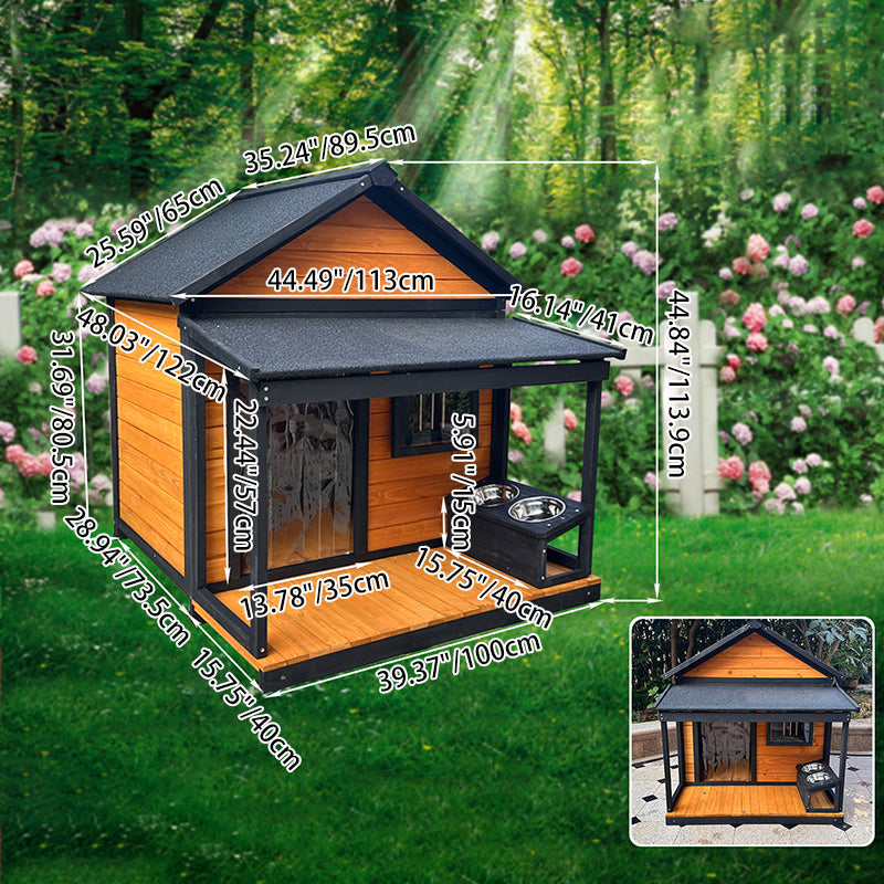 Modern Minimalist House-Shaped Cedar Wood Asphalt Stainless Steel Plastic Outdoor Waterproof Dog House Cat Bed With Balcony For Garden Cuvalon