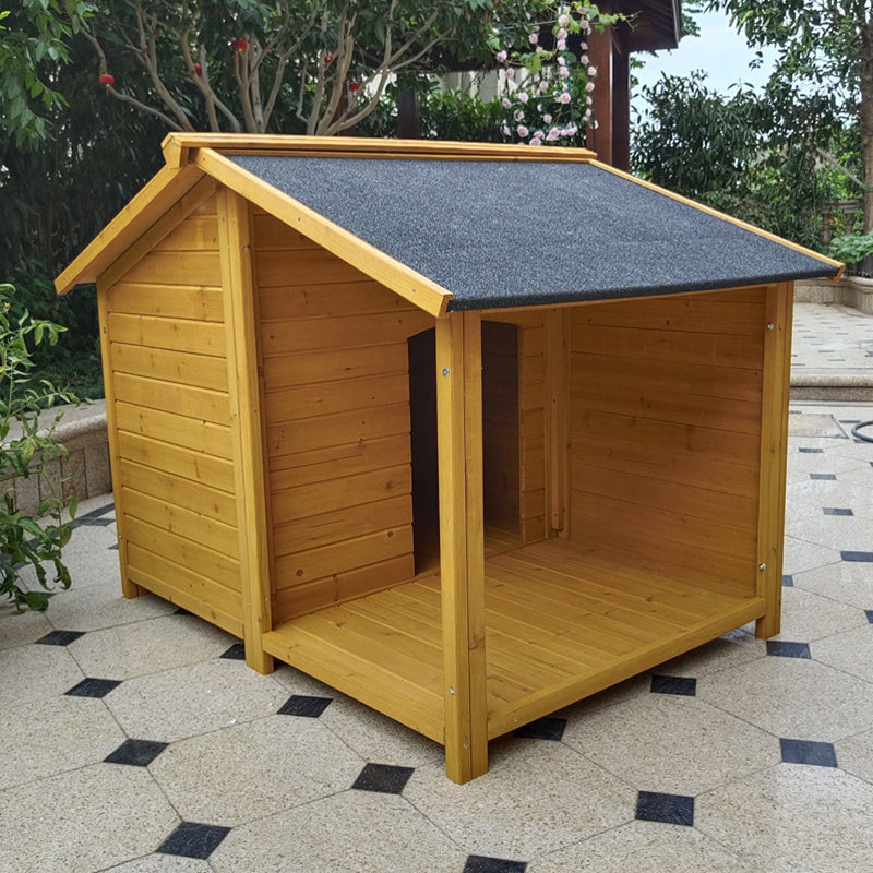 Modern Minimalist House-Shaped Cedar Wood Asphalt Stainless Steel Plastic Outdoor Waterproof Dog House Cat Bed With Balcony For Garden Cuvalon