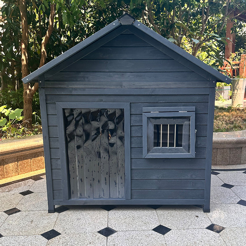 Modern Minimalist House-Shaped Cedar Wood Asphalt Stainless Steel Plastic Outdoor Waterproof Dog House Cat Bed With Balcony For Garden Cuvalon