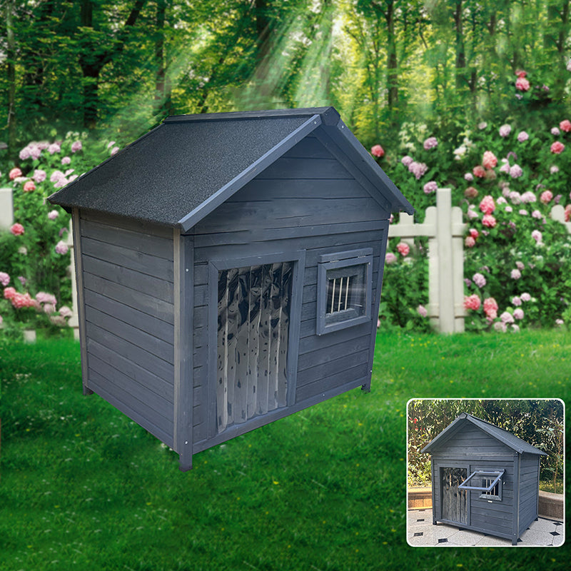 Modern Minimalist House-Shaped Cedar Wood Asphalt Stainless Steel Plastic Outdoor Waterproof Dog House Cat Bed With Balcony For Garden Cuvalon