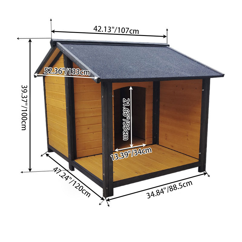 Modern Minimalist House-Shaped Cedar Wood Asphalt Stainless Steel Plastic Outdoor Waterproof Dog House Cat Bed With Balcony For Garden Cuvalon