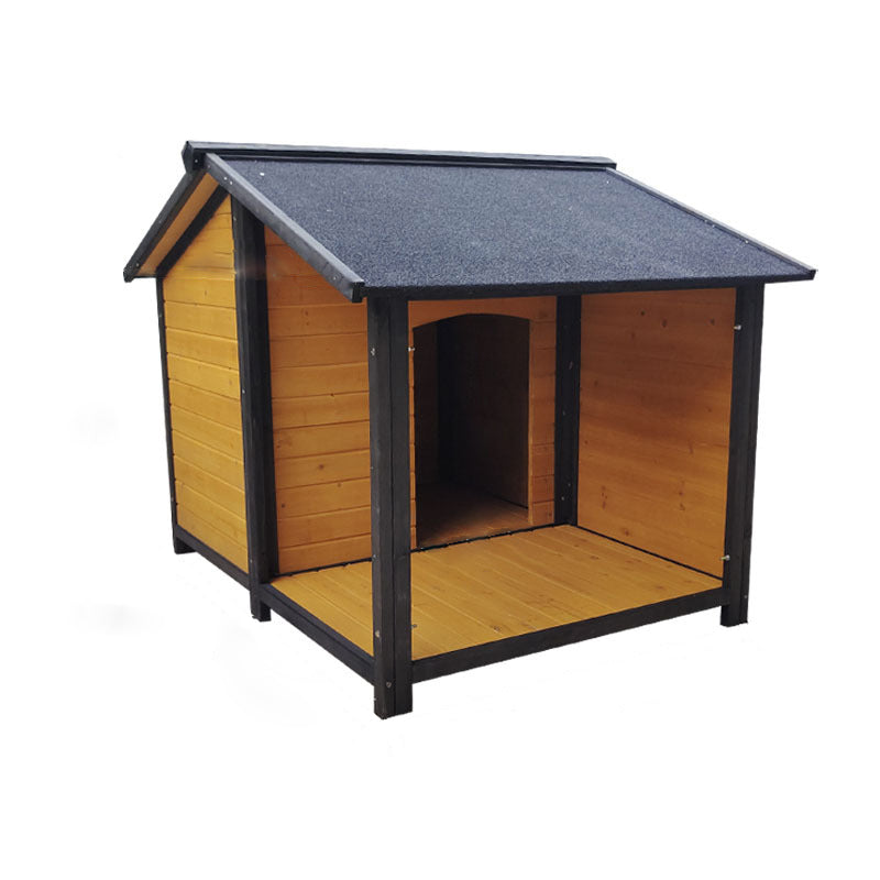 Modern Minimalist House-Shaped Cedar Wood Asphalt Stainless Steel Plastic Outdoor Waterproof Dog House Cat Bed With Balcony For Garden Cuvalon
