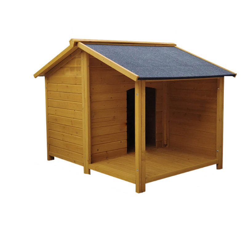 Modern Minimalist House-Shaped Cedar Wood Asphalt Stainless Steel Plastic Outdoor Waterproof Dog House Cat Bed With Balcony For Garden Cuvalon
