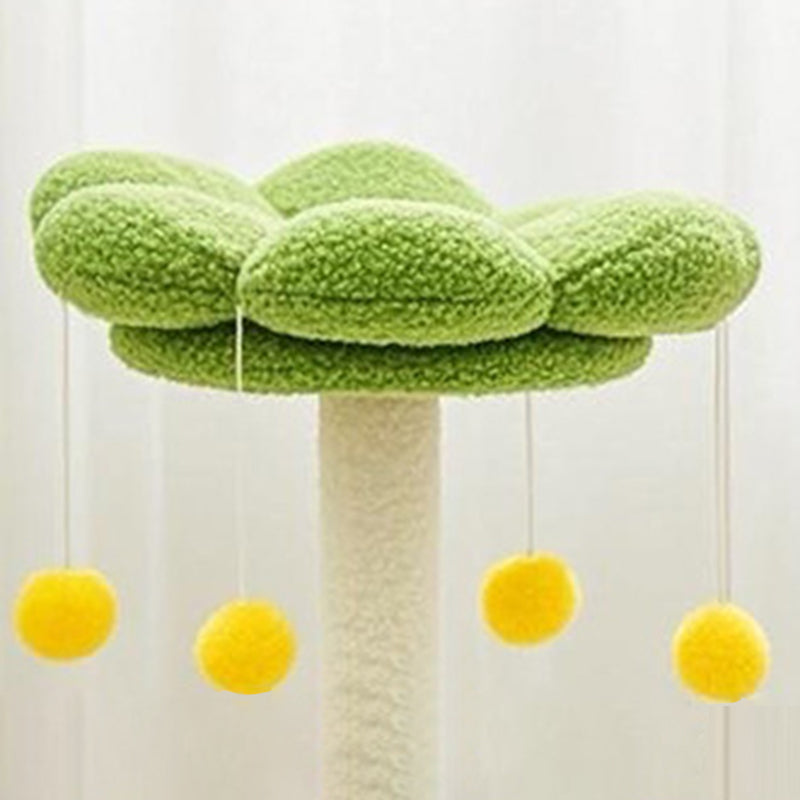 Contemporary Creative Flower-Shaped Cylindrical Particleboard Plastic Teddy Fleece Paper Tube Cotton-Linen Cat Tree & Condo 1-Condo For Living Room Cuvalon