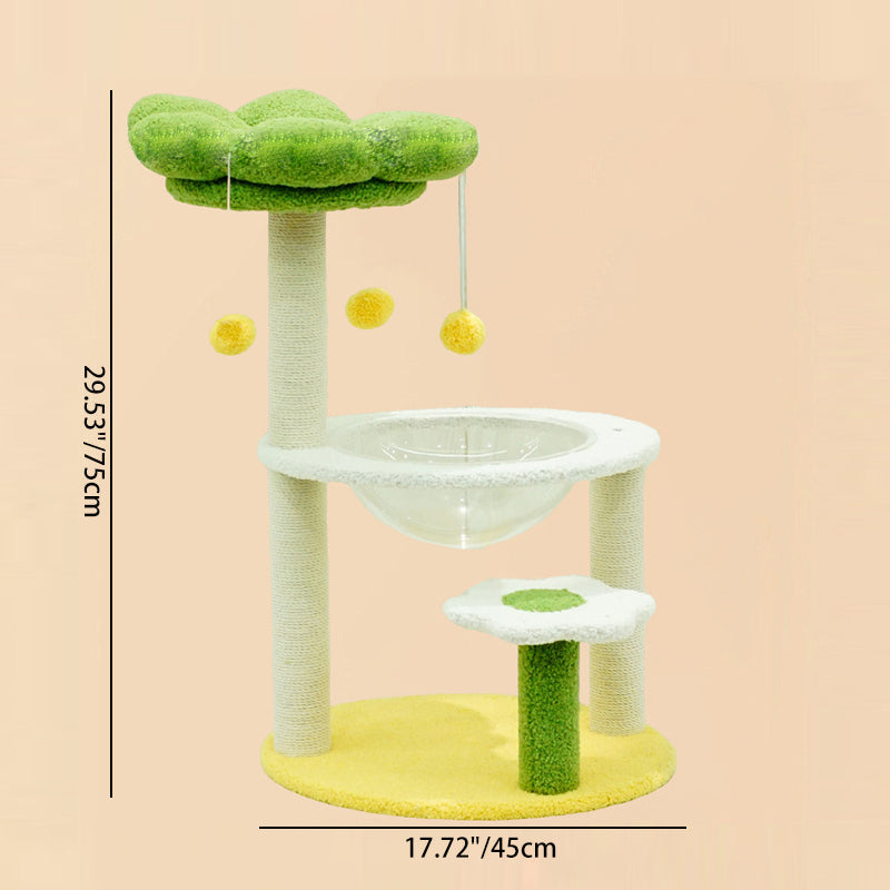 Contemporary Creative Flower-Shaped Cylindrical Particleboard Plastic Teddy Fleece Paper Tube Cotton-Linen Cat Tree & Condo 1-Condo For Living Room Cuvalon