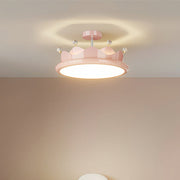 Contemporary Creative Iron Crystal PE Round Crown LED Semi-Flush Mount Ceiling Light For Bedroom Cuvalon