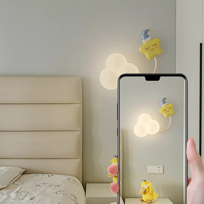 Contemporary Creative Iron & Plastic Cloud-Shaped LED Wall Sconce Lamp For Bedroom Cuvalon