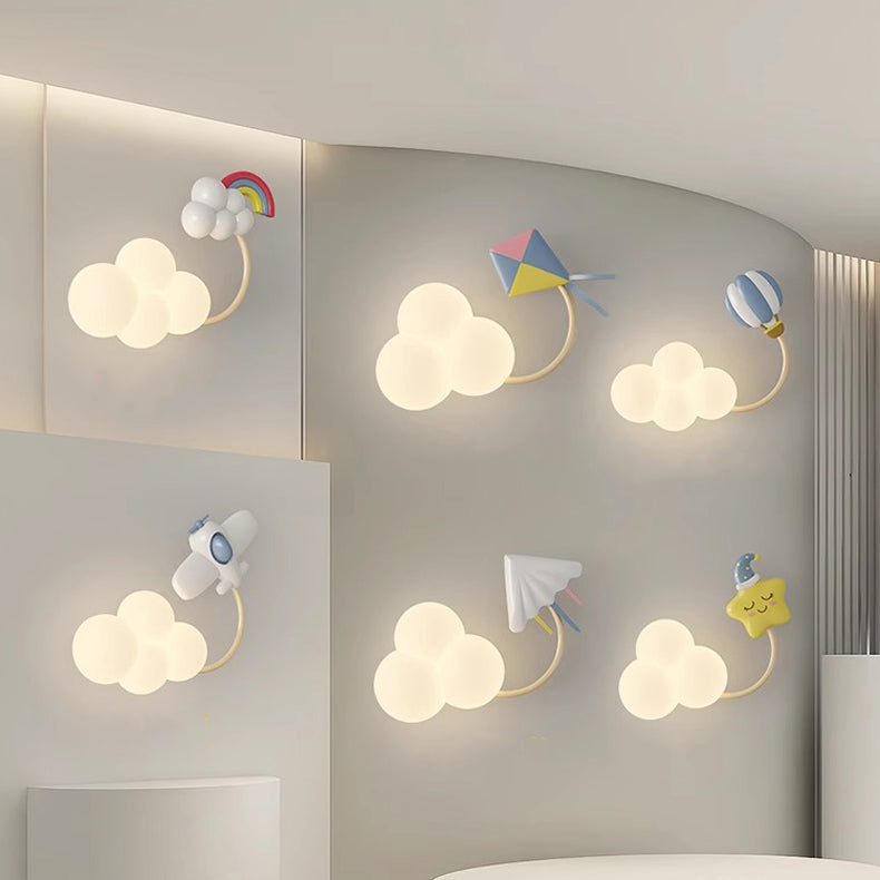 Contemporary Creative Iron & Plastic Cloud-Shaped LED Wall Sconce Lamp For Bedroom Cuvalon