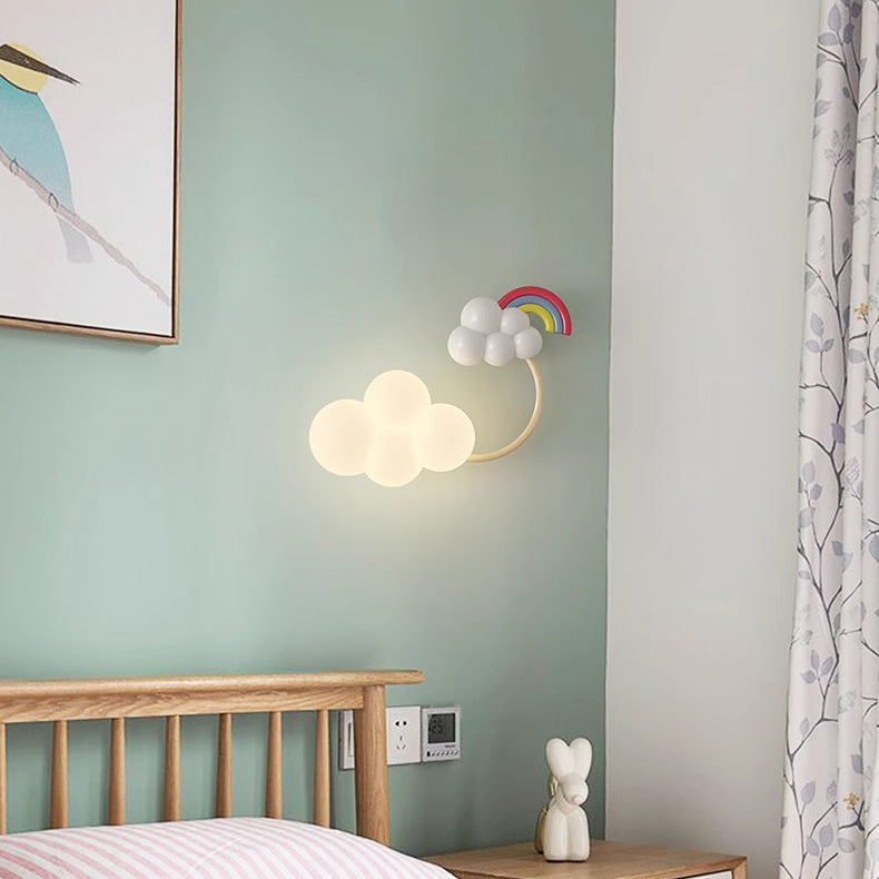 Contemporary Creative Iron & Plastic Cloud-Shaped LED Wall Sconce Lamp For Bedroom Cuvalon