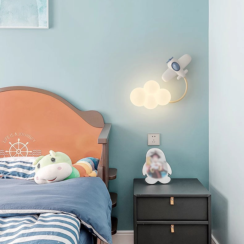 Contemporary Creative Iron & Plastic Cloud-Shaped LED Wall Sconce Lamp For Bedroom Cuvalon