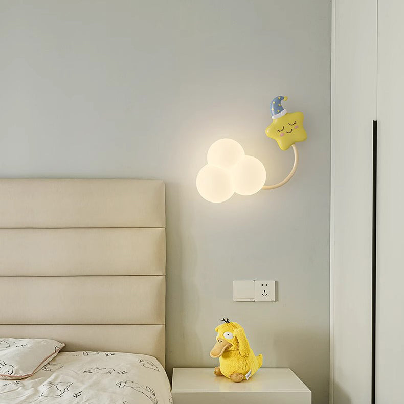 Contemporary Creative Iron & Plastic Cloud-Shaped LED Wall Sconce Lamp For Bedroom Cuvalon