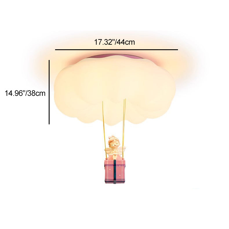 Contemporary Creative Iron Acrylic Resin Cloud Shape LED Flush Mount Ceiling Light For Girl's Bedroom Cuvalon