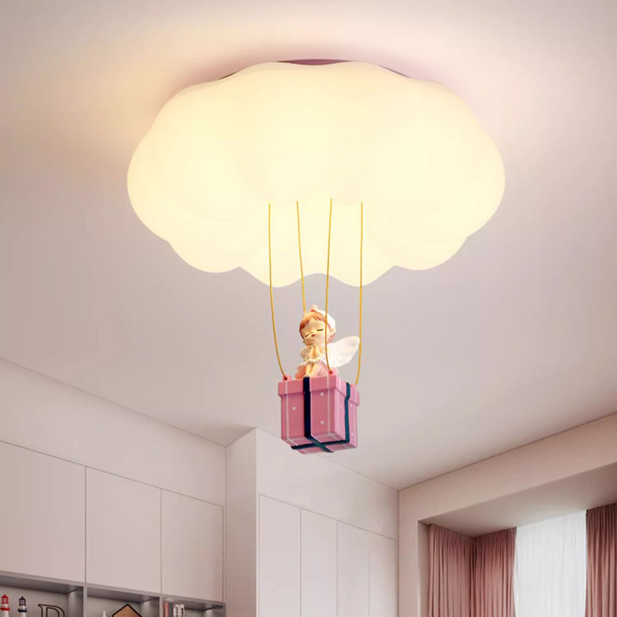Contemporary Creative Iron Acrylic Resin Cloud Shape LED Flush Mount Ceiling Light For Girl's Bedroom Cuvalon