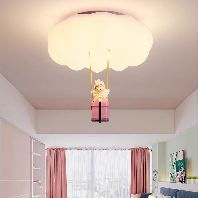 Contemporary Creative Iron Acrylic Resin Cloud Shape LED Flush Mount Ceiling Light For Girl's Bedroom Cuvalon