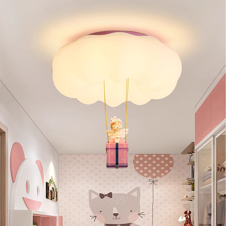 Contemporary Creative Iron Acrylic Resin Cloud Shape LED Flush Mount Ceiling Light For Girl's Bedroom Cuvalon