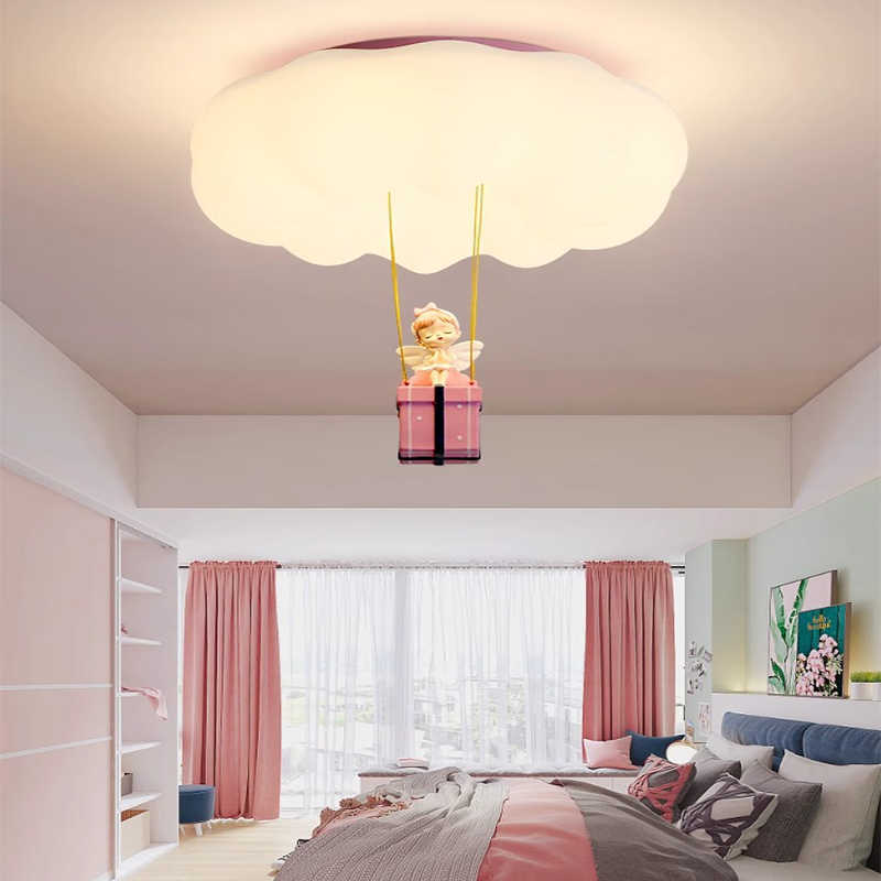Contemporary Creative Iron Acrylic Resin Cloud Shape LED Flush Mount Ceiling Light For Girl's Bedroom Cuvalon