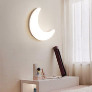 Modern Minimalist Iron & Acrylic Moon LED Wall Sconce Lamp For Kids Bedroom Cuvalon