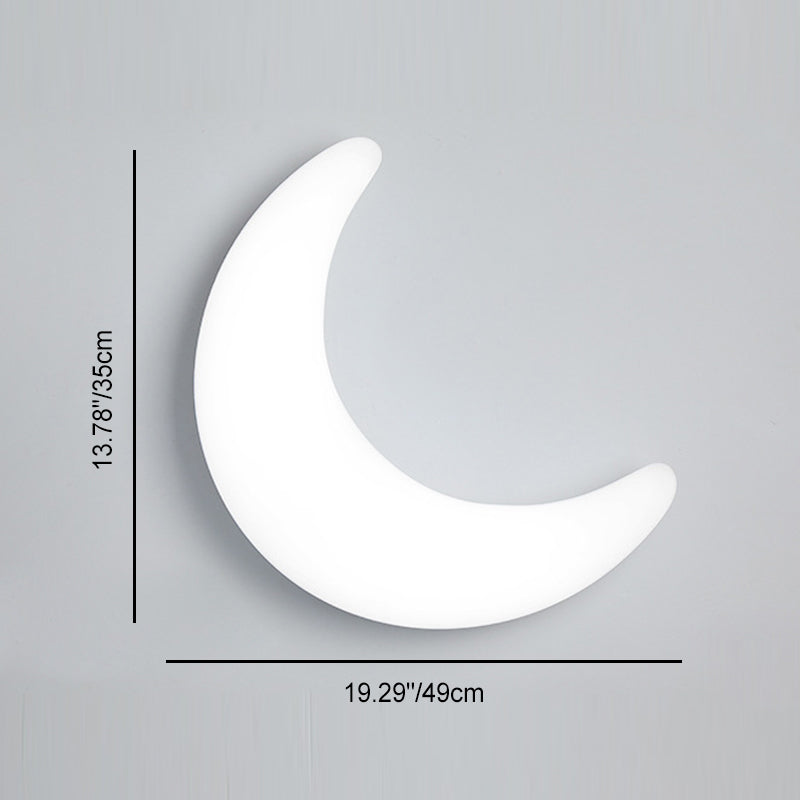 Modern Minimalist Iron & Acrylic Moon LED Wall Sconce Lamp For Kids Bedroom Cuvalon