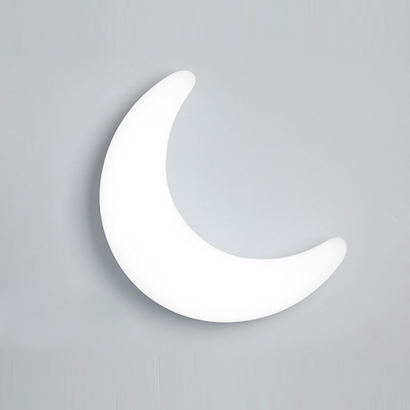 Modern Minimalist Iron & Acrylic Moon LED Wall Sconce Lamp For Kids Bedroom Cuvalon