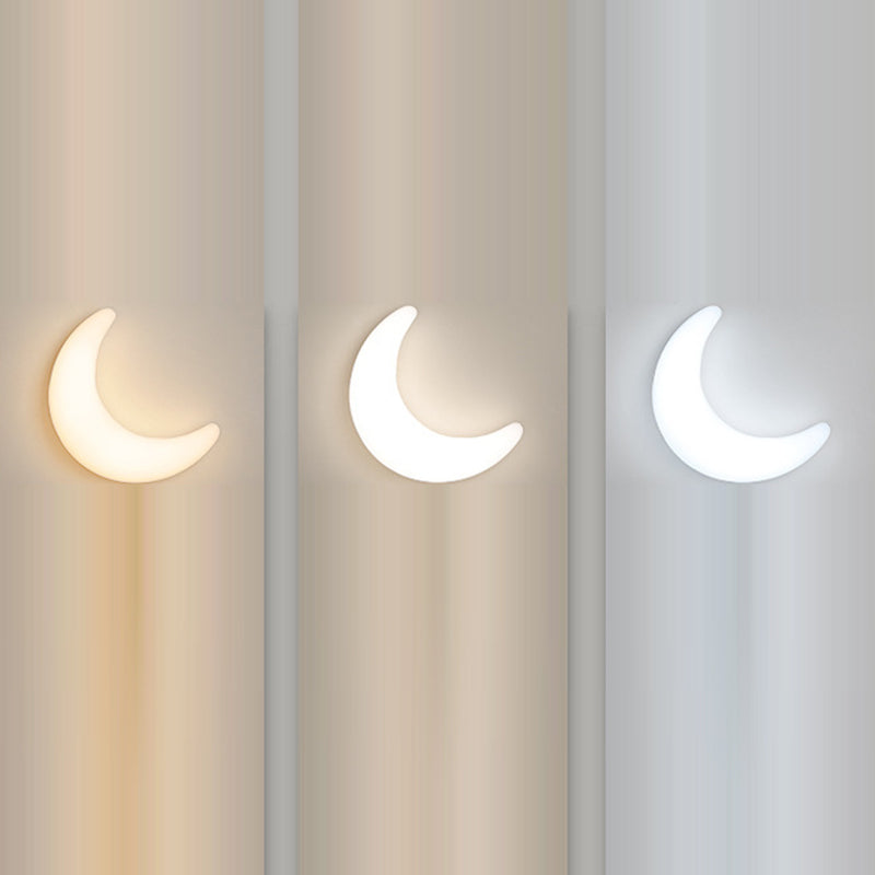 Modern Minimalist Iron & Acrylic Moon LED Wall Sconce Lamp For Kids Bedroom Cuvalon
