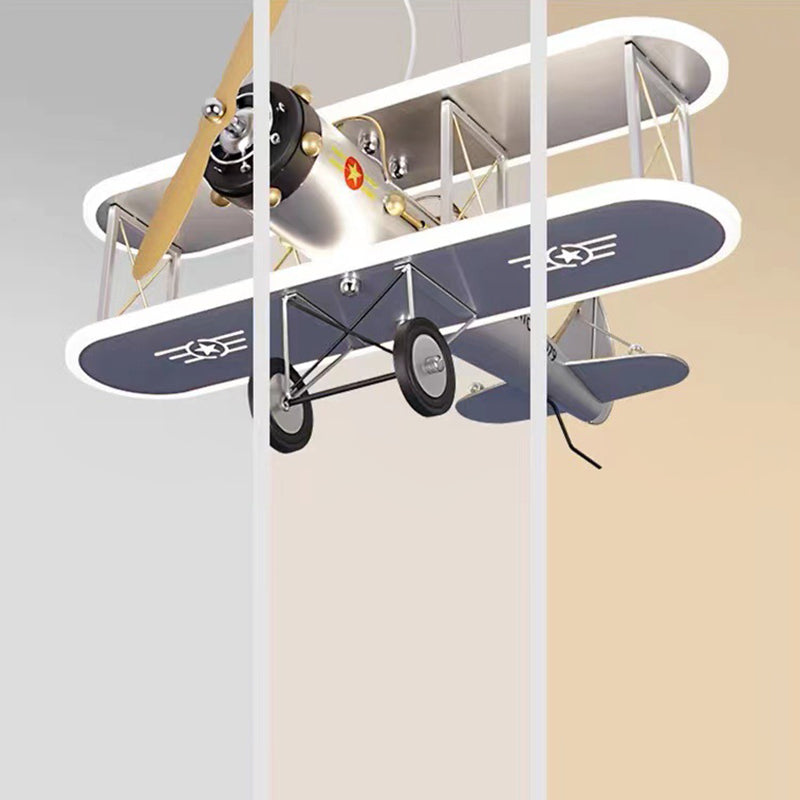 Contemporary Creative Kid Iron Resin Acrylic Airplane LED Chandelier For Bedroom Cuvalon