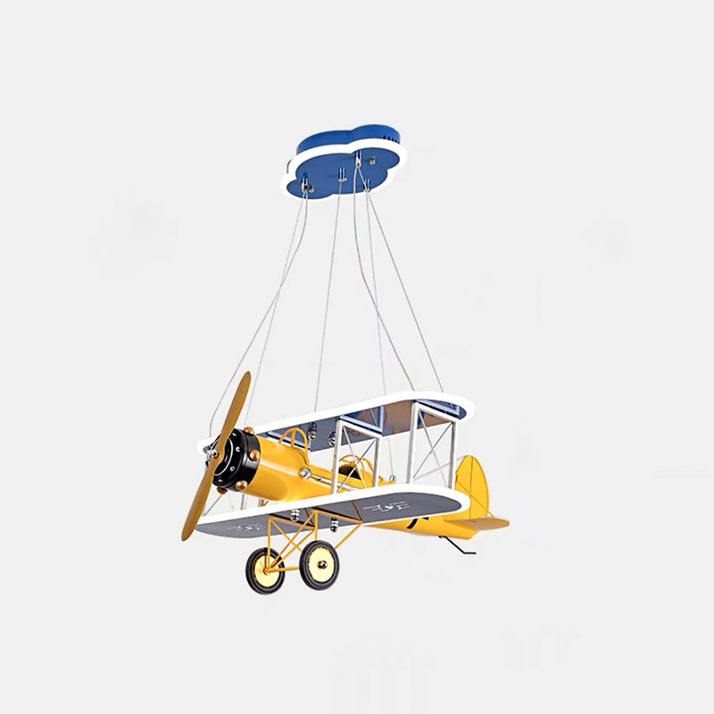 Contemporary Creative Kid Iron Resin Acrylic Airplane LED Chandelier For Bedroom Cuvalon