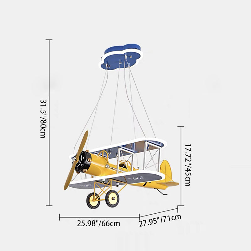 Contemporary Creative Kid Iron Resin Acrylic Airplane LED Chandelier For Bedroom Cuvalon