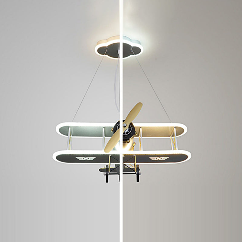 Contemporary Creative Kid Iron Resin Acrylic Airplane LED Chandelier For Bedroom Cuvalon