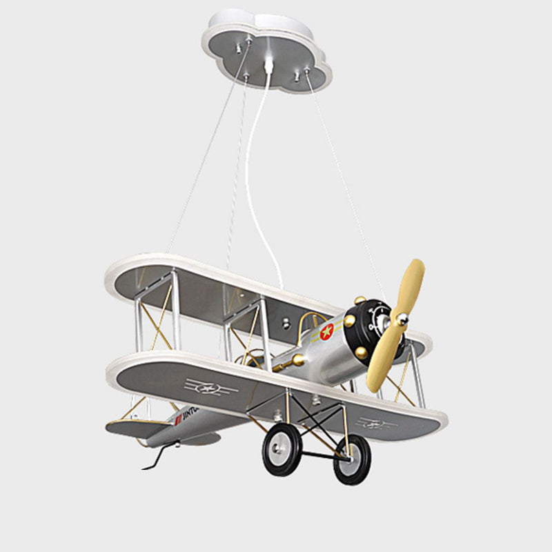 Contemporary Creative Kid Iron Resin Acrylic Airplane LED Chandelier For Bedroom Cuvalon