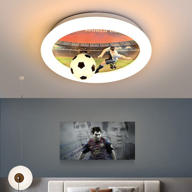 Contemporary Creative Iron & Acrylic Round LED Flush Mount Ceiling Light For Kids Bedroom & Living Room Cuvalon