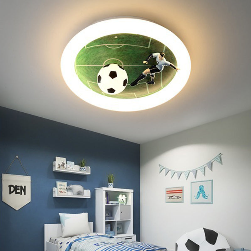 Contemporary Creative Iron & Acrylic Round LED Flush Mount Ceiling Light For Kids Bedroom & Living Room Cuvalon