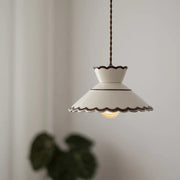 Traditional French Ceramic & Iron Cone Shaped 1-Light Pendant Light For Bedroom & Living Room Cuvalon