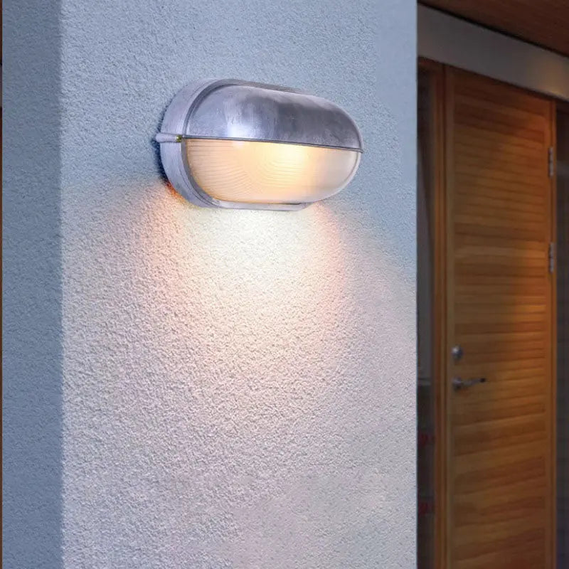 Traditional French Glass Aluminum Oval Round Wall Sconce Lamp 1-Light For Outdoor Cuvalon