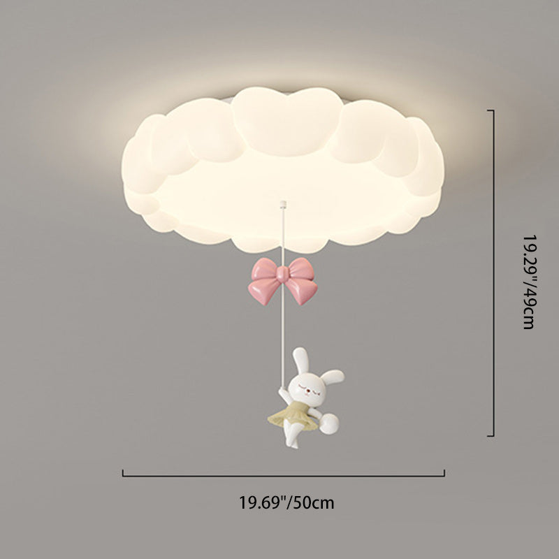 Modern Art Deco Kids Iron PE Heart-Shaped Round LED Flush Mount Ceiling Light For Bedroom Cuvalon