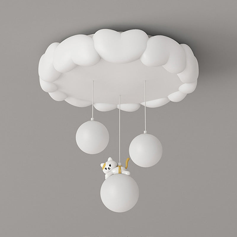 Modern Art Deco Kids Iron PE Heart-Shaped Round LED Flush Mount Ceiling Light For Bedroom Cuvalon