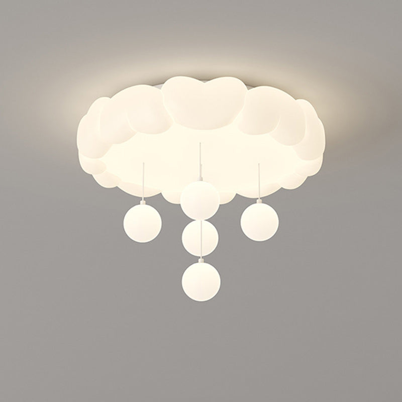Modern Art Deco Kids Iron PE Heart-Shaped Round LED Flush Mount Ceiling Light For Bedroom Cuvalon