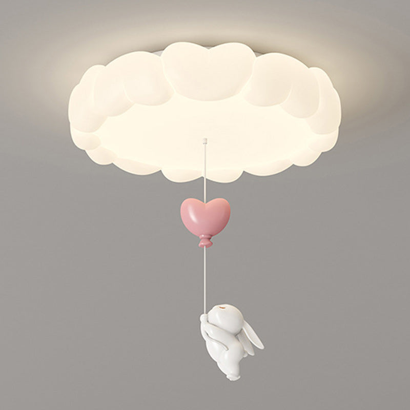 Modern Art Deco Kids Iron PE Heart-Shaped Round LED Flush Mount Ceiling Light For Bedroom Cuvalon