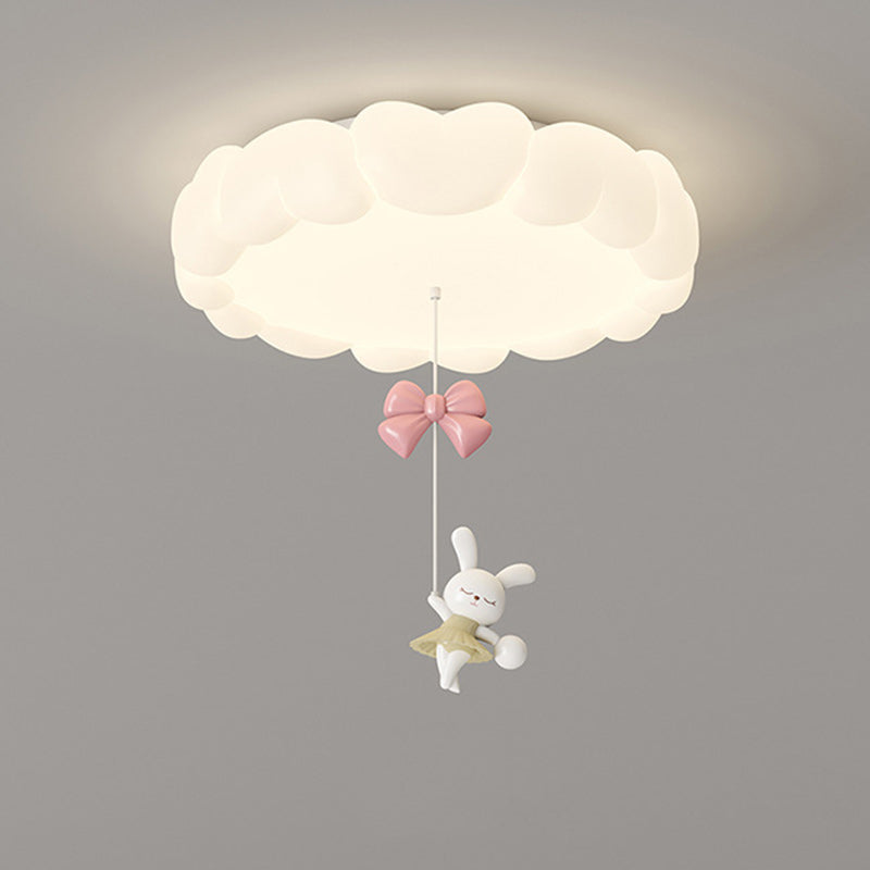 Modern Art Deco Kids Iron PE Heart-Shaped Round LED Flush Mount Ceiling Light For Bedroom Cuvalon