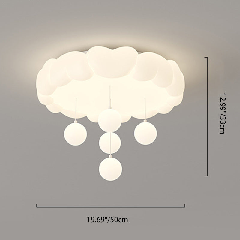 Modern Art Deco Kids Iron PE Heart-Shaped Round LED Flush Mount Ceiling Light For Bedroom Cuvalon