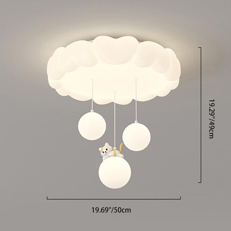 Modern Art Deco Kids Iron PE Heart-Shaped Round LED Flush Mount Ceiling Light For Bedroom Cuvalon