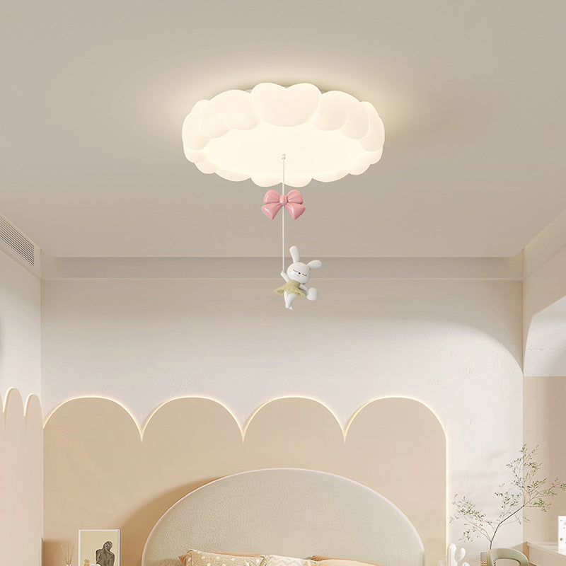 Modern Art Deco Kids Iron PE Heart-Shaped Round LED Flush Mount Ceiling Light For Bedroom Cuvalon