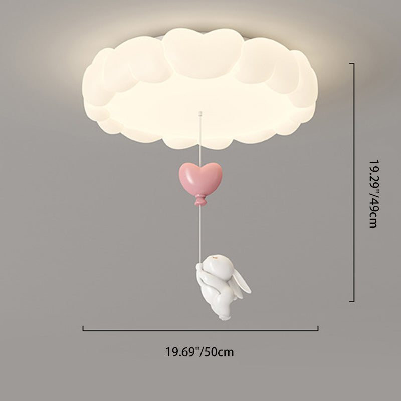 Modern Art Deco Kids Iron PE Heart-Shaped Round LED Flush Mount Ceiling Light For Bedroom Cuvalon