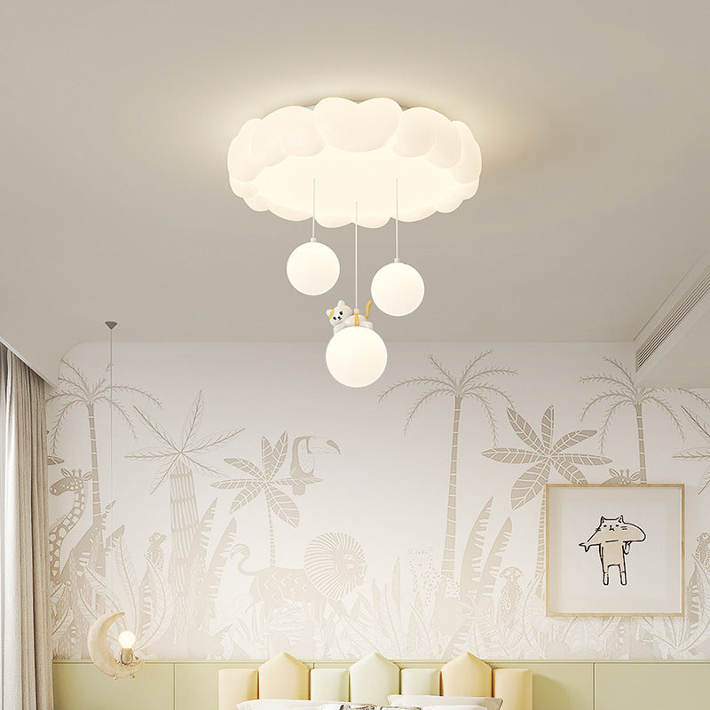 Modern Art Deco Kids Iron PE Heart-Shaped Round LED Flush Mount Ceiling Light For Bedroom Cuvalon