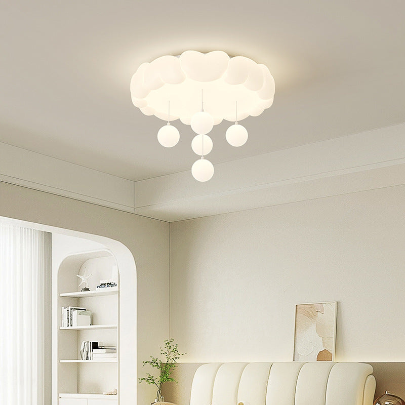 Modern Art Deco Kids Iron PE Heart-Shaped Round LED Flush Mount Ceiling Light For Bedroom Cuvalon