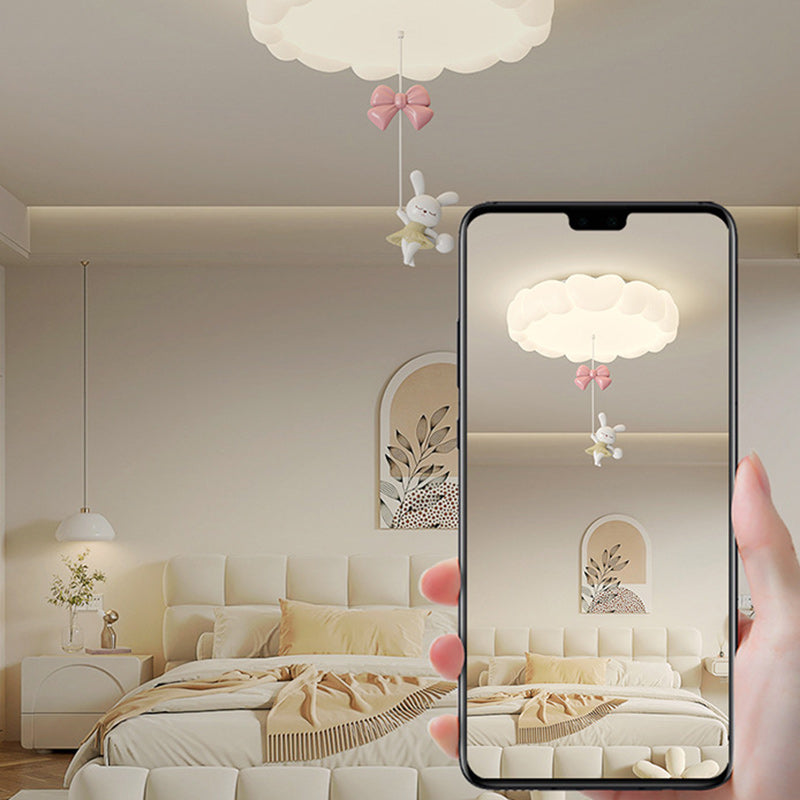 Modern Art Deco Kids Iron PE Heart-Shaped Round LED Flush Mount Ceiling Light For Bedroom Cuvalon