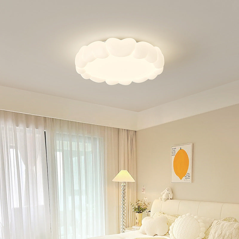Modern Art Deco Kids Iron PE Heart-Shaped Round LED Flush Mount Ceiling Light For Bedroom Cuvalon