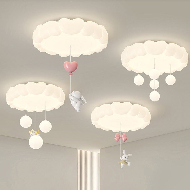 Modern Art Deco Kids Iron PE Heart-Shaped Round LED Flush Mount Ceiling Light For Bedroom Cuvalon