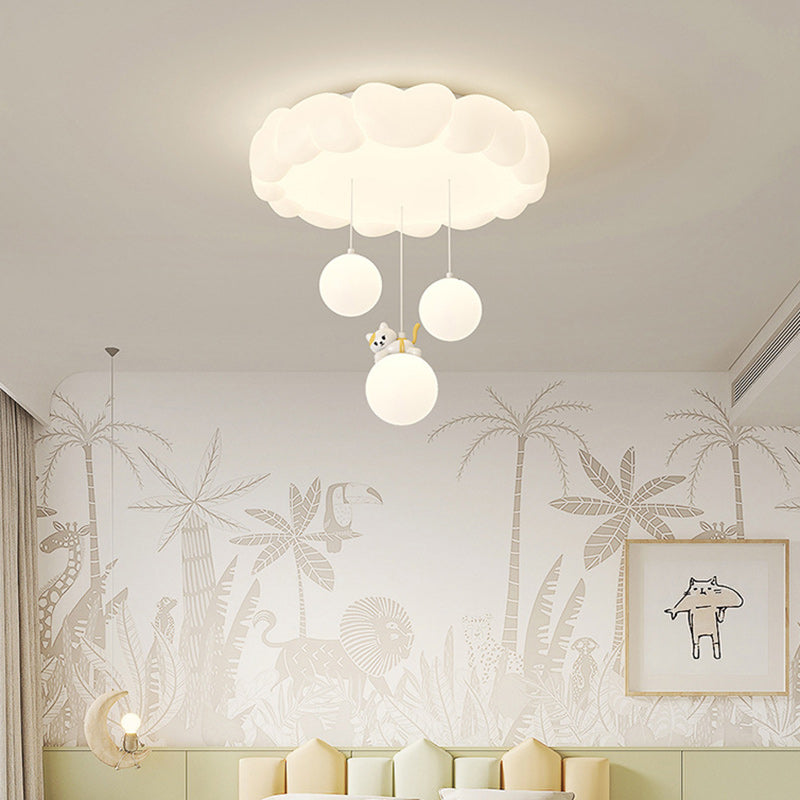 Modern Art Deco Kids Iron PE Heart-Shaped Round LED Flush Mount Ceiling Light For Bedroom Cuvalon