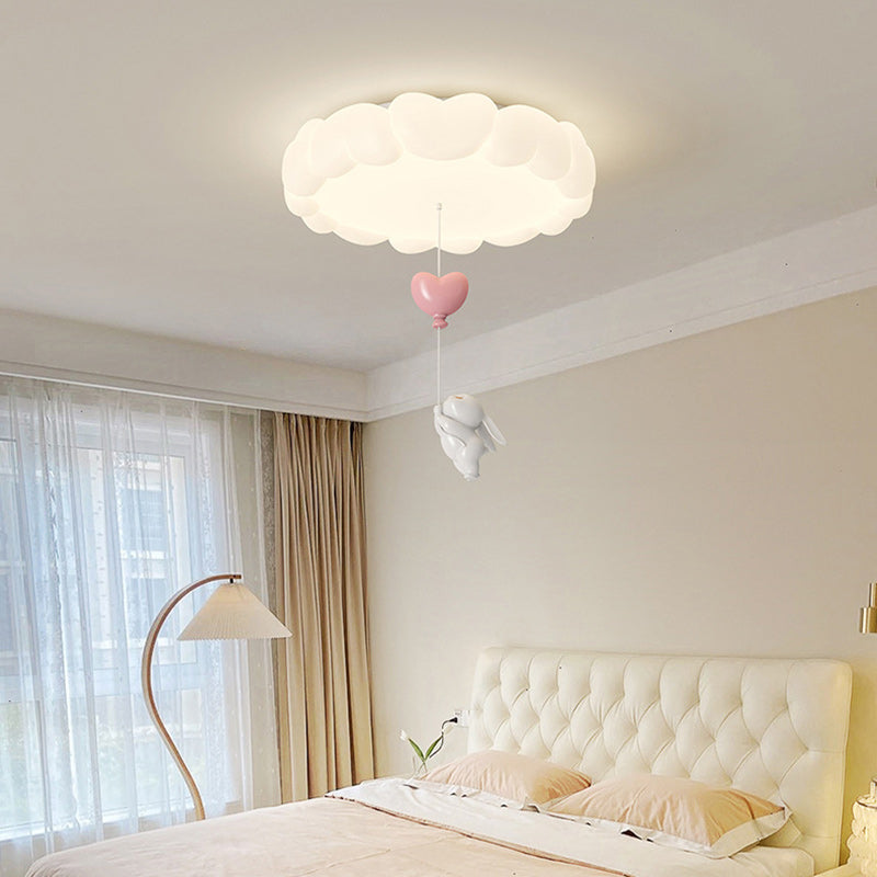 Modern Art Deco Kids Iron PE Heart-Shaped Round LED Flush Mount Ceiling Light For Bedroom Cuvalon