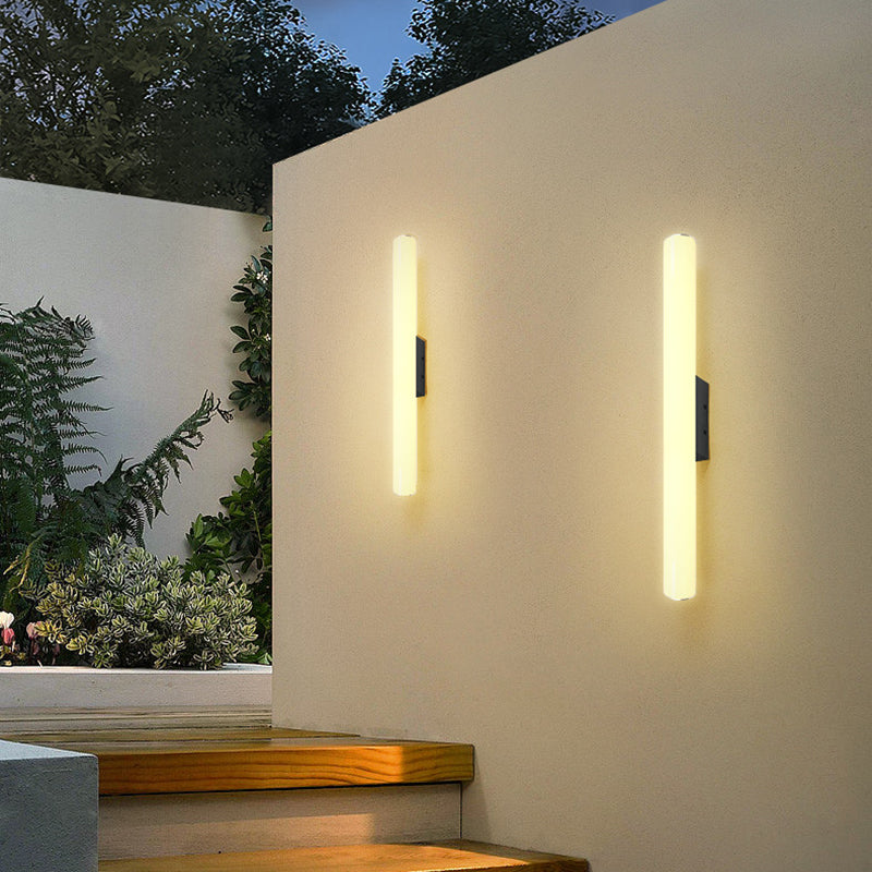 Modern Minimalist Acrylic Aluminum Cylindrical Strip LED Wall Sconce Lamp For Outdoor Cuvalon